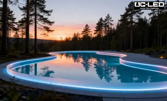 How can I create color-changing effects for pool lighting using LED Neon Flex?